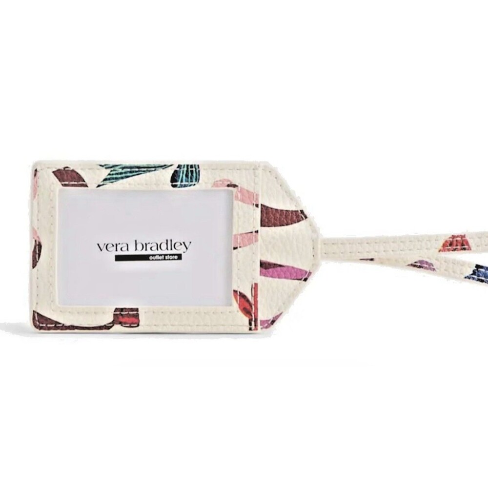 Vera Bradley Faux Leather Luggage ID Tag Rows of Bows Travel Tag New with Tags